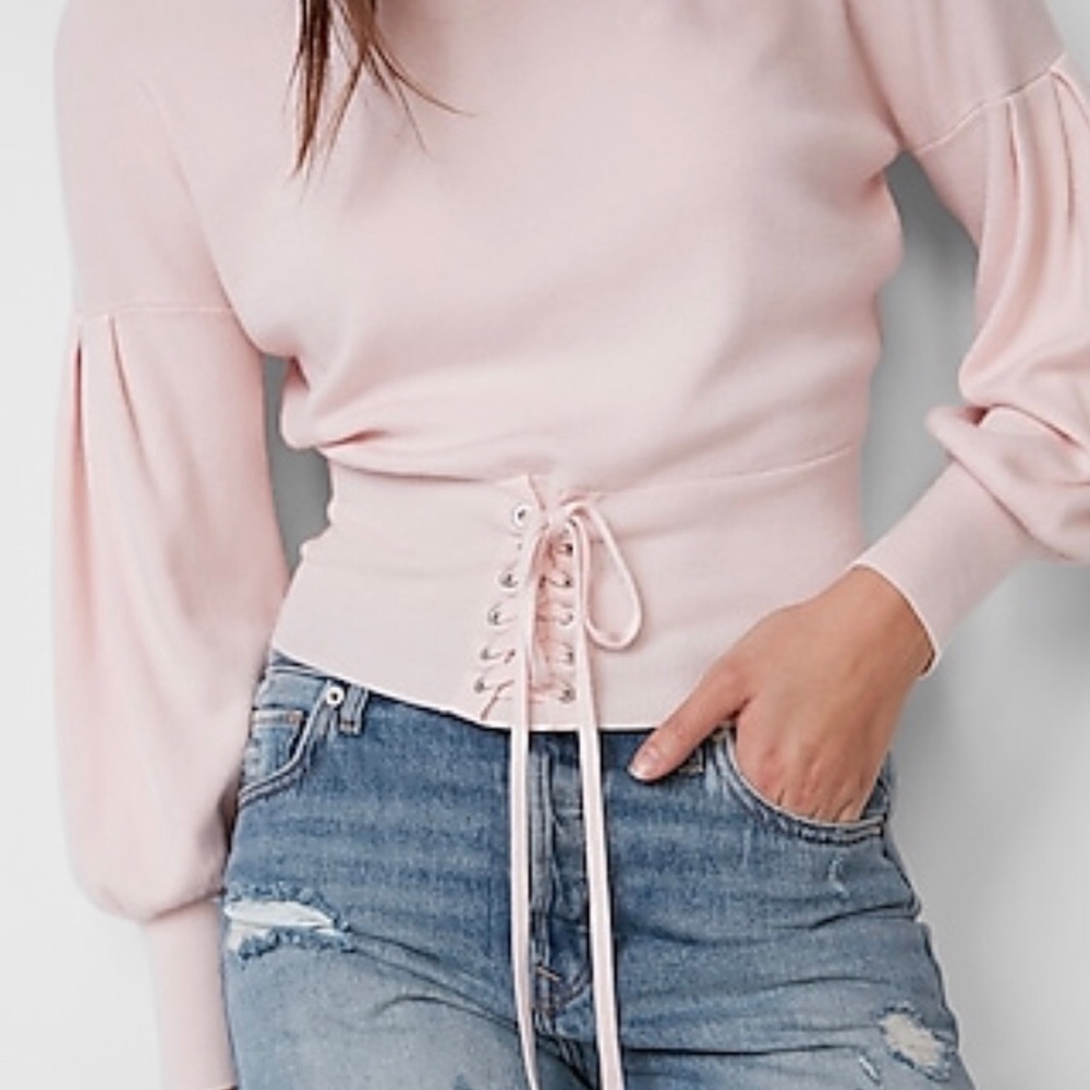Express Puffy sleeve ivory sweater